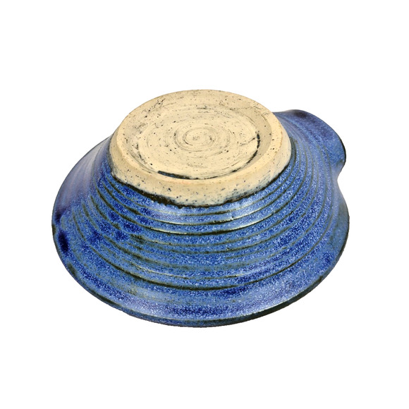 Handmade Studio Pottery Clay Ceramic Swirl Spoon Rest Matte Blue Speckled - Picture 4 of 7
